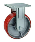 8" inch Heavy Duty Caster Wheel 1190 Lbs Fixed Cast Iron - PU - Top Plate Mount