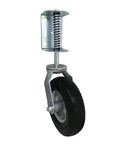Heavy Duty Flat Free Spring Gate Caster With Universal Mount Eight Inch Wheel 220 Pound Load Capacity And Automatic Height Adjustment