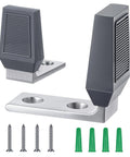 Two Pack Floor Door Stop Angle Door Stopper Heavy Duty Base For Doors With Up To Two Inch Gap Fits Wood And Concrete Floors Grey With Rubber Bumper And Stainless Steel Screws Includes Mounting Accessories