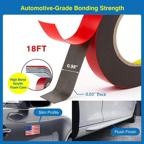 Heavy Duty Double Sided Tape With Automotive Grade Bond, Waterproof Foam Mounting Tape 0.98 Inch By 18 Feet, 0.03 Inch Thick