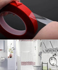 Heavy Duty Double Sided Mounting Tape With Acrylic Adhesive Foam For Picture Hanging On Walls Posters Automotive And Outdoor Use No Nails Needed 0.2 Inch Thick 33 Feet Per Roll Pack Of Three. Close-up of tape being peeled.