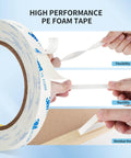 3M 1600T Double Sided Foam Tape 0.39 Inch By 18 Foot White PE Foam Heavy Duty Adhesive Removable No Residue For RV Picture Hanging