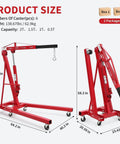 Heavy Duty 2 Ton Folding Hydraulic Engine Hoist With Load Leveler And Adjustable Boom, 6 Wheels, 4400 Lbs Capacity, Cherry Picker