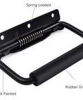 5.15 Inch Heavy Duty Folding Handle With Rubber Grip Spring Loaded 3 Mounting Holes For Toolbox Cabinet Luggage And Outdoor Storage
