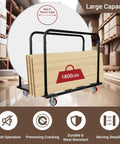 Heavy Duty Folding Table Cart For Moving Tables, 1800 Lb Capacity, Adjustable Drywall Dolly With 5 Inch PU Swivel Wheels