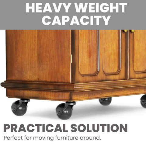 Wooden cabinet on 2 Inch Caster Wheels for Furniture Set of 4 Heavy Duty Swivel Plate Casters Black Polypropylene Wheels with Steel Plates