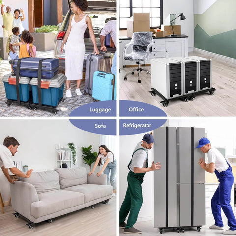 Heavy Duty Furniture Dolly 2000lbs Capacity, 4 Wheel Furniture Movers with Brakes, splicing size 16" x 25" for sofa and appliances moving