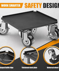 Heavy Duty 1500LBS Furniture Dolly & Movers with 5X 360° Wheels, Carbon Steel Panel & Non-Slip Casters, black, in top view
