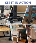 2000 lb heavy duty furniture dolly with groove design in use under tables and a couch, showcasing ease of moving appliances and furniture