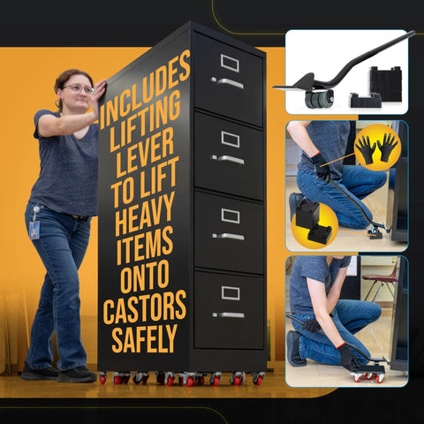 Heavy Duty Furniture Movers With Wheels Furniture Dolly Kit Moving Furniture Lift Tool with casters and lever in use