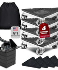 Heavy Duty Furniture Dolly Set with Lifter, 360° Rotating Rollers, Floor Protection Pads, Gloves, Storage Bag, 2650 lb Capacity