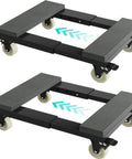 Heavy duty adjustable furniture moving dolly set of 2 with 4 swivel caster wheels, wood and metal flat design, shown side by side