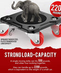 Furniture Mover Ultra with 8 Wheels – Upgraded Double-Wheel Design, showcasing strong load capacity with lifter, supports 2200 lbs, elephant on dolly