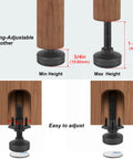 Diagram showing Beefy Heavy Duty Furniture Levelers With T Nut Kit Three Eighths Inch 16 Thread Adjustable Levelers in use
