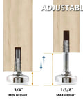 Heavy Duty Adjustable Furniture Levelers 4 Pack By Powertec With Three Eighths Inch By Sixteen Threaded Inserts for height adjustment