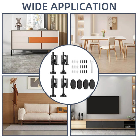 Durable heavy duty adjustable leveling feet with galvanized steel and non slip base for cabinets, tables, and wardrobes.