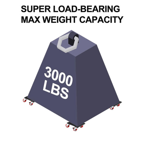 Illustration showing 3000 lbs weight capacity for 4 Pack Heavy Duty Furniture Mover With Wheels Dolly Sliders Tool Set.
