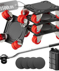 Heavy Duty Furniture Movers With Eight-Wheel Design And Lifter, Square Dollies With 360 Degree Swivel Dual-Wheel Casters