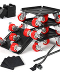 1200 lb heavy duty furniture movers with wheels and moving dolly set, lifter jack tools, reinforced steel plates, roller caster carts, red wheels