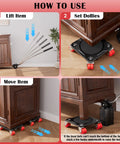 Heavy Duty Furniture Movers With Eight-Wheel Design And Lifter, Square Dollies With 360 Degree Swivel Dual-Wheel Casters in use