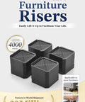 Beefed Up Heavy Duty Furniture Risers With Stackable Rectangular Design Adjustable Height To 3 Inches Or 4.3 Inches For Beds Desks Sofas Chairs Refrigerators And Washing Machines Supports Up To 4000 Pounds EclatBain