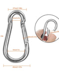 Sixty Pack Heavy Duty Galvanized Steel Carabiner Clips M8 Three And One Eighth Inch Spring Snap Hooks Quick Links For Camping