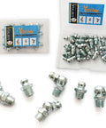 Heavy Duty Grease Fitting Assortment Kit With Eighteen Five Sixteenths By Twenty Four UNF Zerk Fittings, galvanized steel, Yoliko