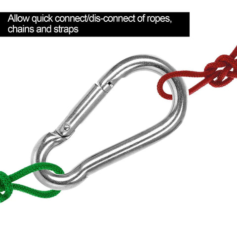 Sixty Pack Heavy Duty Galvanized Steel Carabiner Clips M8 Three And One Eighth Inch Spring Snap Hooks Quick Links for Camping