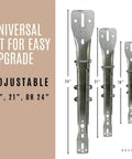 Beefed Up Heavy Duty Adjustable Garage Door Reinforcement Bracket for 18-24 Inch Panels, three sizes shown