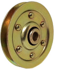 Close-up of 3-inch steel sheave pulley for garage doors, part of 2 Pack 3 Inch Heavy Duty Sheave Pulleys Replacement for Garage Doors.