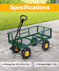 Heavy Duty Garden Cart With 900 Lb Capacity And 38x20 Steel Bed, Rust Resistant Yard Wagon With 10 Inch Wheels, Built In Handle