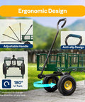 Ergonomic design of Heavy Duty Mesh Steel Garden Cart Folding Utility Wagon featuring adjustable handle and anti-slip grip.