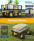 Heavy Duty Mesh Steel Garden Cart with 880 lb capacity; adjustable sides for versatile use and 10 inch pneumatic wheels.