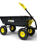 Heavy Duty Garden Dump Cart Utility Wagon with 900 LB Capacity 5 Cu Ft Bed 10 Inch Pneumatic Tires 180 Degree Pivot Steering
