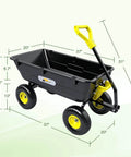 Heavy Duty Garden Dump Cart Utility Wagon with 900 LB Capacity 5 Cu Ft Bed 10 Inch Pneumatic Tires and 180 Degree Pivot Steering