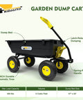 Heavy Duty Garden Dump Cart Utility Wagon with 900 LB Capacity 5 Cu Ft Bed 10 Inch Pneumatic Tires and 180 Degree Pivot Steering