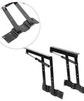1pair Folding up Top Table Mechanism Hardware Fitting Hinge in black steel, highlighted detail view of bracket and hinge.