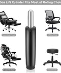 Heavy Duty 450 Lb Gas Lift Cylinder Replacement For Office Chairs Universal Fit Class 4 Hydraulic Piston With Smooth Action And Easy Install Now Dozyant shown with various chair types