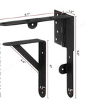 Heavy Duty Anti Sag Gate Kit With 90 Degree Bracket And Hinges For Wooden Fences shown with dimensions in matte black finish.
