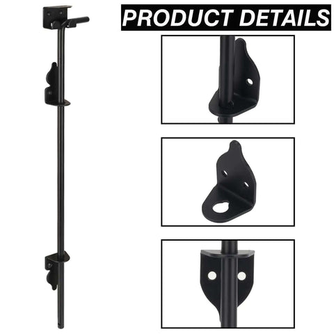18 Inch Heavy Duty Cane Bolt Drop Rod For Gates And Fences Ground Latch For Wooden And Metal Gates And Doors Wrought Iron Gate Latches Black Finish 1 Pack Solid Steel Construction Weather Resistant And Durable, detailed product view