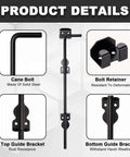 Product details of Two Pack 18 Inch Heavy Duty Cane Bolt Gate Drop Rod Stopper Hardware for wood, metal, vinyl fences, and double doors.