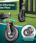 Heavy duty gate wheel anti sag support with 6 inch spring loaded gate caster, dual mount design close-up view.