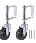 Heavy Duty Gate Caster Wheel 4 Inch With Spring Loaded Bracket Universal Mount Plate Durable Hard Rubber Tread For Smooth Gate Movement And Easy Installation Fitting Most Gate Frames Supports Up To 250 Lbs Each Two Pack