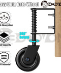4.3 Inch Heavy Duty Gate Caster With Bearing And Spring Loaded Gate Wheel, 360 Degree Rotation For Wooden Gates, Black