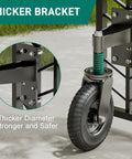 Heavy Duty Gate Wheel 8 Inch With Spring Loaded 360 Degree Rotation Gate Caster Kit for Wooden Gates and Metal Tube Gates, black, installed