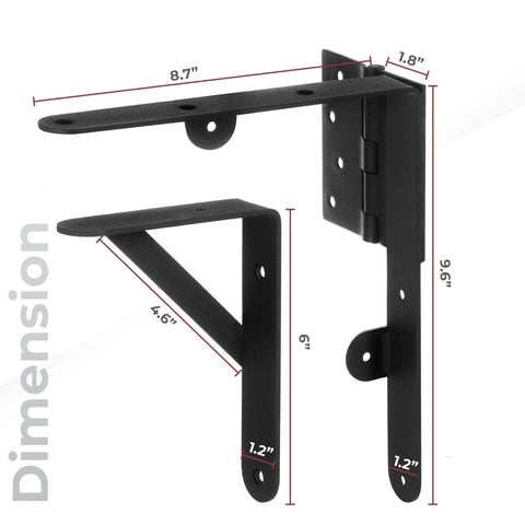 Anti Sag Gate Kit With 90 Degree Gate Corner Bracket And Heavy Duty Hinges for Wooden Fences, doors, driveways - bracket dimensions