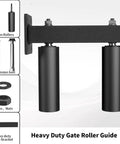 Adjustable Sliding Gate Guide Roller 6 Inch Dual Hard Nylon Rollers with Heavy Duty Steel Bracket Rust Proof Design display