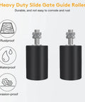 2 Pack Gate Roller Guide,Sliding Gate Hardware with L-Sliding Gate Brackets,heavy-duty black rollers with bolt, rustproof, waterproof icons