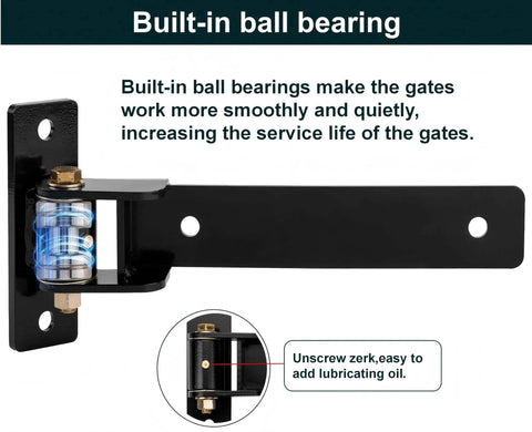 Heavy Duty Gate Hinges 900 Lbs Capacity - 13" Bolt-On or Weld-On Hinges with Built-in Ball Bearings, 180° One-Way Open