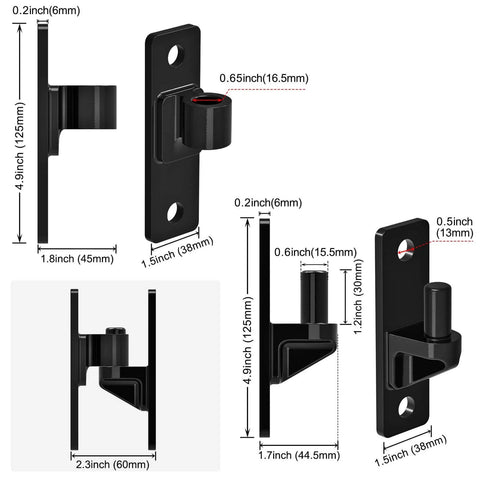 Heavy Duty Gate Hinges, 2Pack High Strength Steel with Electroplated Finish, 600LB Load Capacity, Black with dimensions